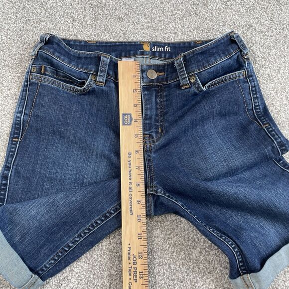 CARHARTT Nyona Women's Slim Fit Denim Jean Bermuda Shorts Stretch Blue Size 2 - Picture 10 of 11